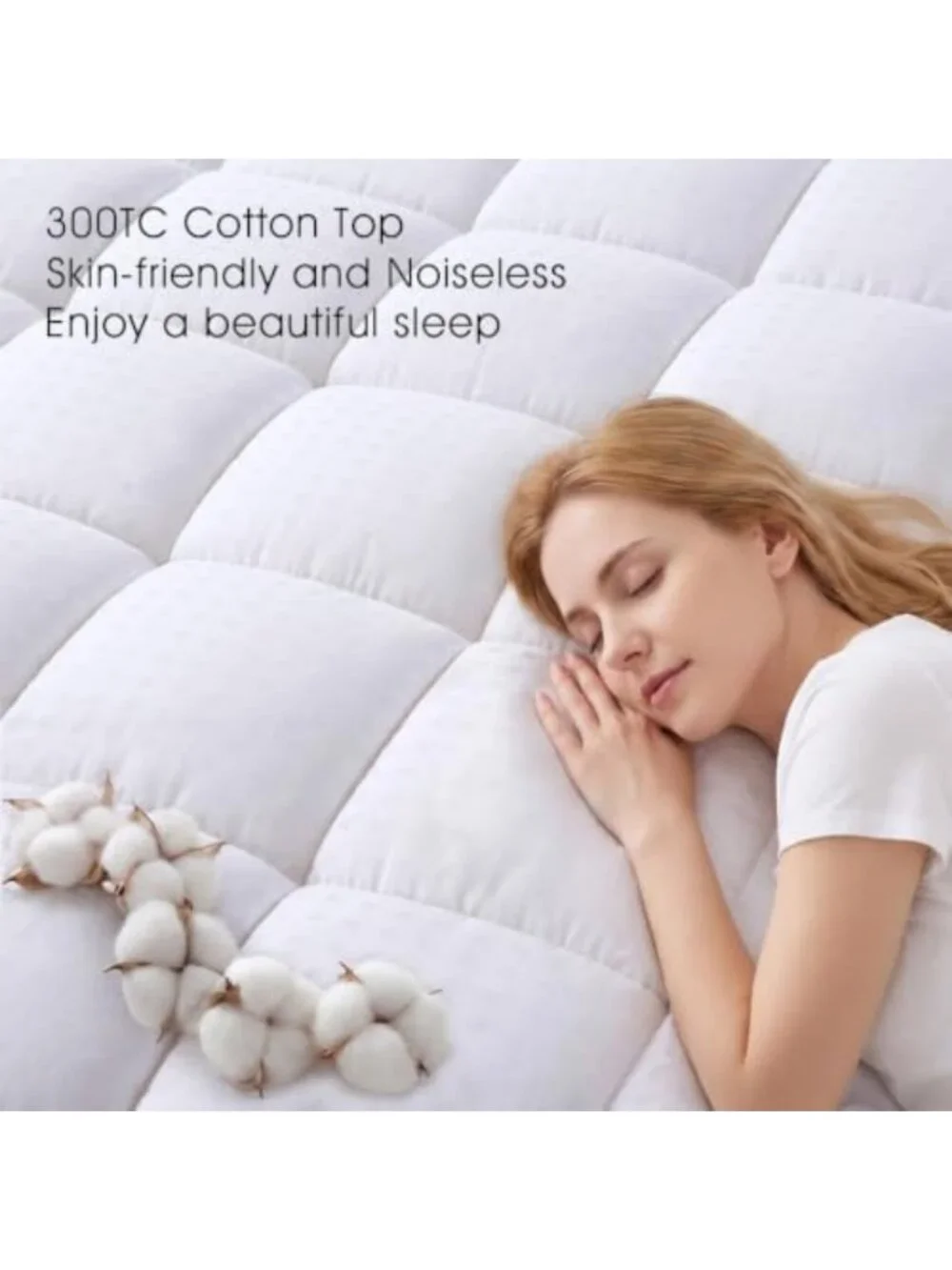 Cozy Twin Size Cotton Pillow Top Mattress Pad Topper - Soft, Comfortable